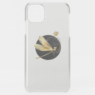 Golden dragonfly in black circle iPhone 11 pro max case