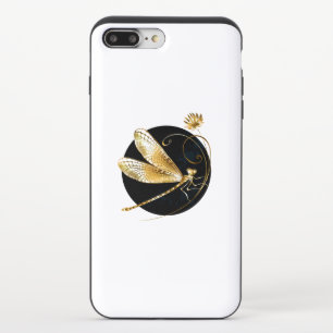Golden dragonfly in black circle iPhone 8/7 plus slider case