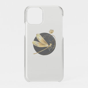 Golden dragonfly in black circle iPhone 11 pro case