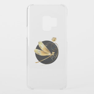Golden dragonfly in black circle uncommon samsung galaxy s9 case
