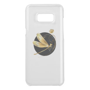 Golden dragonfly in black circle uncommon samsung galaxy s8+ case