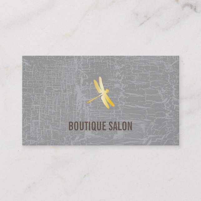 Golden Dragonfly / Marbled Gray Business Card (Front)