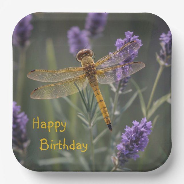 Golden Dragonfly Paper Plates (Front)