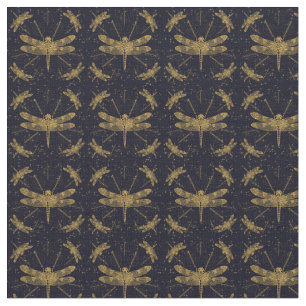Golden dragonfly pattern - dark fabric