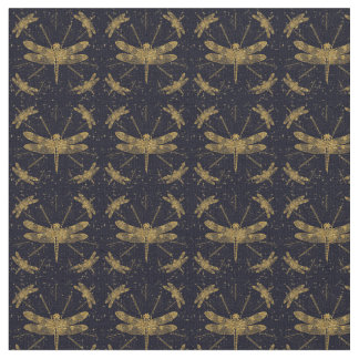 Golden dragonfly pattern - dark fabric