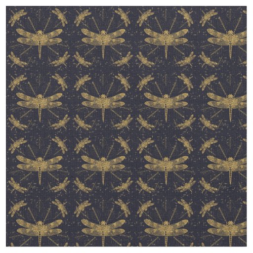 Golden dragonfly pattern - dark fabric | Zazzle