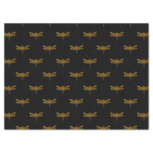 Golden Dragonfly Repeat Gold Metallic Foil Tissue Paper