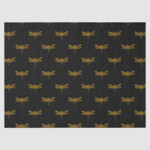 Golden Dragonfly Repeat Gold Metallic Foil Tissue Paper