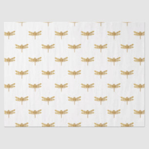 Golden Dragonfly Repeat Gold Metallic Foil Tissue Paper