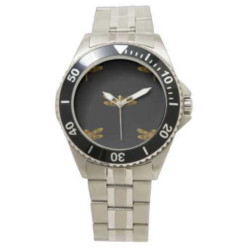 Golden Dragonfly Repeat Gold Metallic Foil Watch