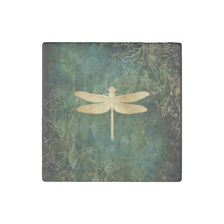 Golden Dragonfly Stone Magnet