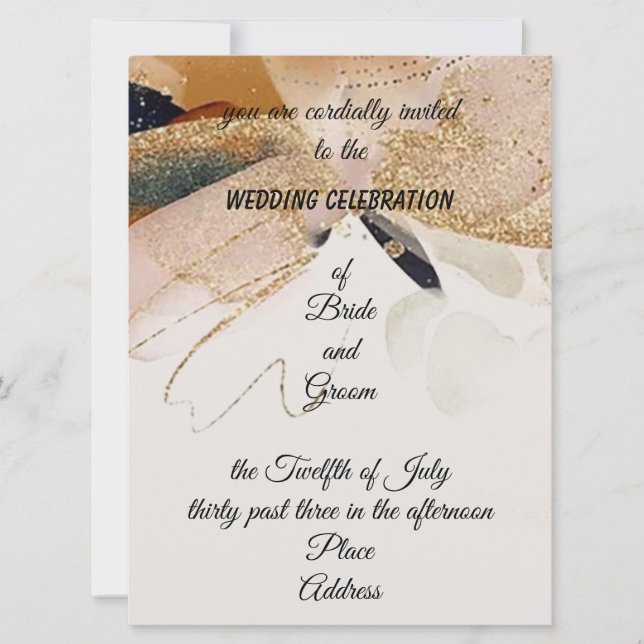 “Golden Dragonfly” Wedding  Invitation (Front)