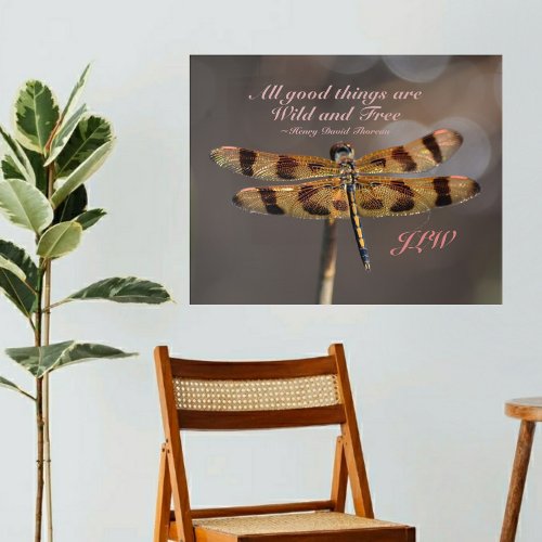 Golden Dragonfly Wild and Free Quote Photographic Acrylic Print