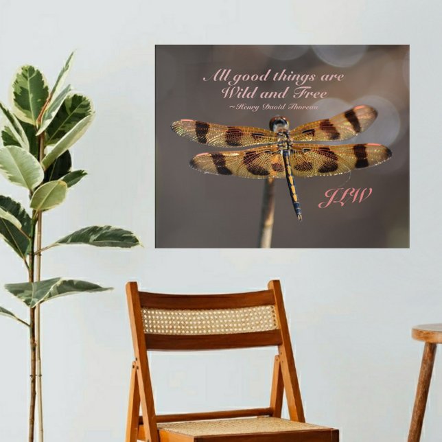 Golden Dragonfly Wild and Free Quote Photographic Acrylic Print (Creator Uploaded)