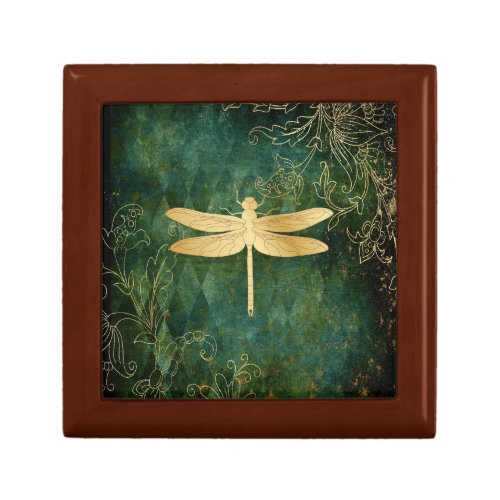 Golden Dragonfly Wooden Jewellery Box