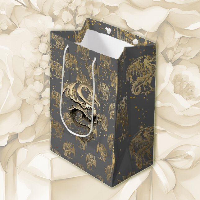 Golden Dragons and Stars Medium Gift Bag (Creator Uploaded)