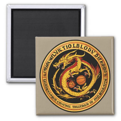 Golden Dragons Hoops Majestic Basketball Logo in  Magnet