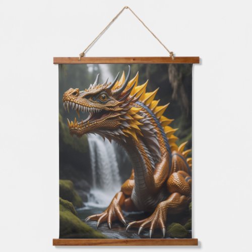 Golden Dragons Lair Enchanted Forest Hanging Tapestry