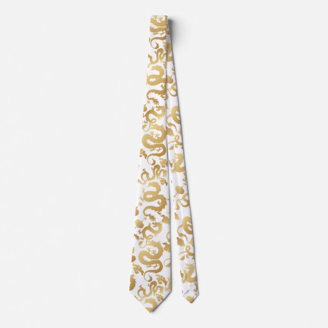 Golden Dragons Pattern No BG Neck Tie (Front)