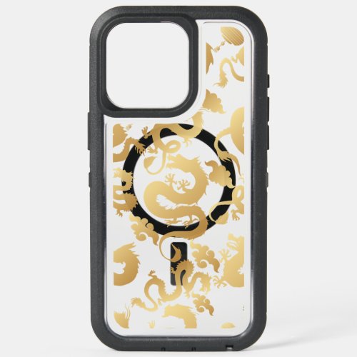 Golden Dragons Pattern No BG iPhone 15 Pro Max Case