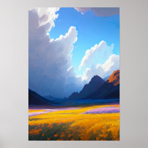 Golden Dreamscape Beneath Mighty Skies Poster