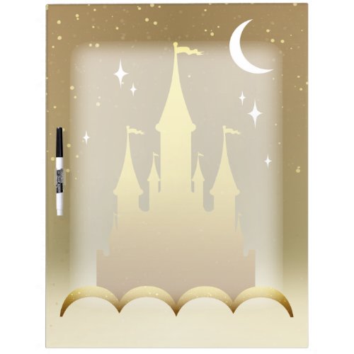 Golden Dreamy Castle In The Clouds Starry Moon Sky Dry Erase Board
