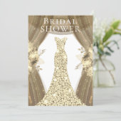 Golden Dress & Flowers Elegant Bridal Shower Invitation (Standing Front)
