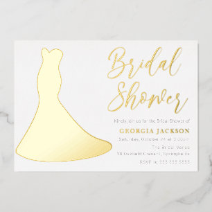 Golden Dress Foil Silhouette Bridal Shower Gold Invitation