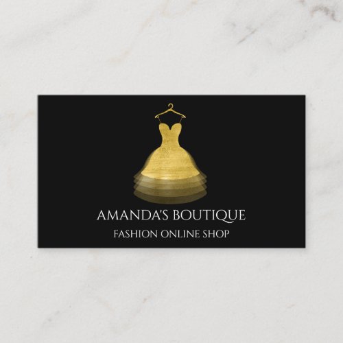 Golden Dress Logo Fashion Boutique Event Planner Business Card