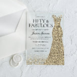 Golden Dress Womans 50th Birthday Party Acrylic Invitations<br><div class="desc">Golden Dress Womans 50th Birthday Party Acrylic Invitations Party 50 and fabulous
Variations to the invitation and matching items in our store</div>