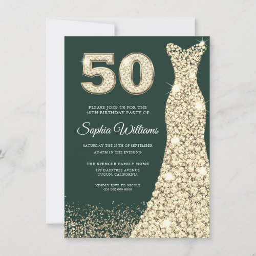 Golden Dress Womans 50th Birthday Party Green