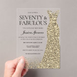 Golden Dress Womans 70th Birthday Party Acrylic Invitations<br><div class="desc">Golden Dress Womans 70th Birthday Party Acrylic Invitations Party 70 and fabulous
Variations to the invitation and matching items in our store</div>