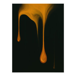Golden Drip Abstract Dark Art Print