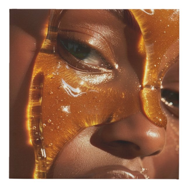Golden Drip: Honey & Femininity Faux Canvas Print (Front)