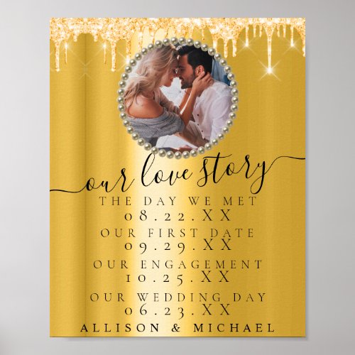 Golden Drips Photo Our Love Story Wedding Sign