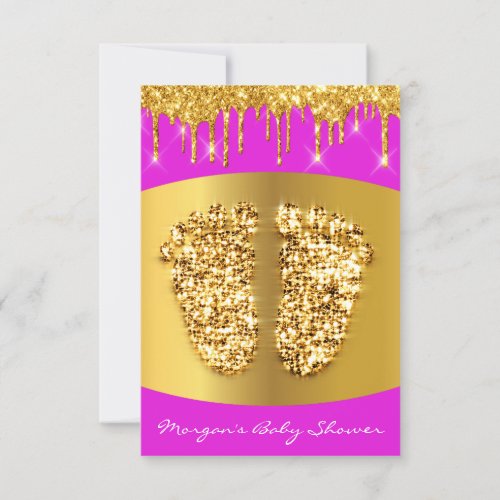 Golden Drips Royal Lux Baby Shower Foot Pink Girl Invitation