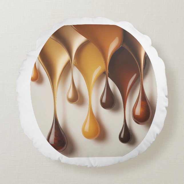 Golden Drops - Luxe Liquid Art - Cushion (Front)