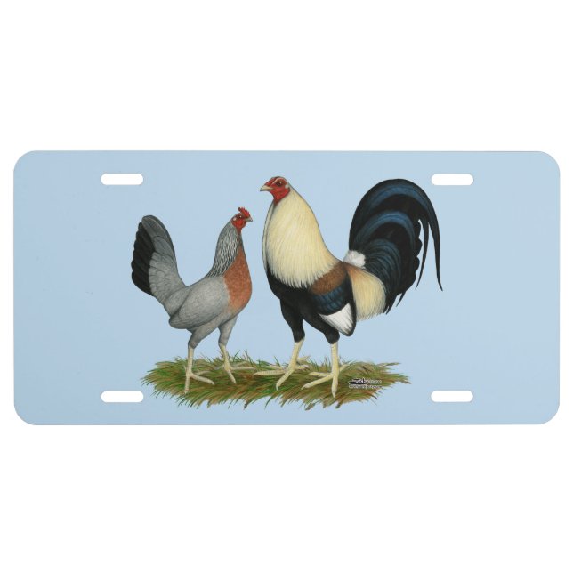 Golden Duckwing Chickens License Plate (Front)