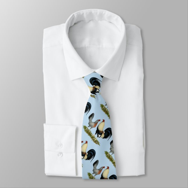 Golden Duckwing Chickens Neck Tie (Tied)