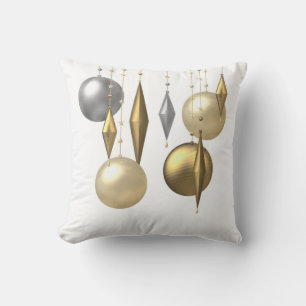 golden dull christmas ball on white background throw pillow