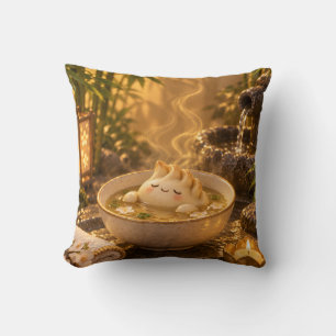 Golden Dumpling Spa Cozy Bamboo Candlelight Throw Pillow