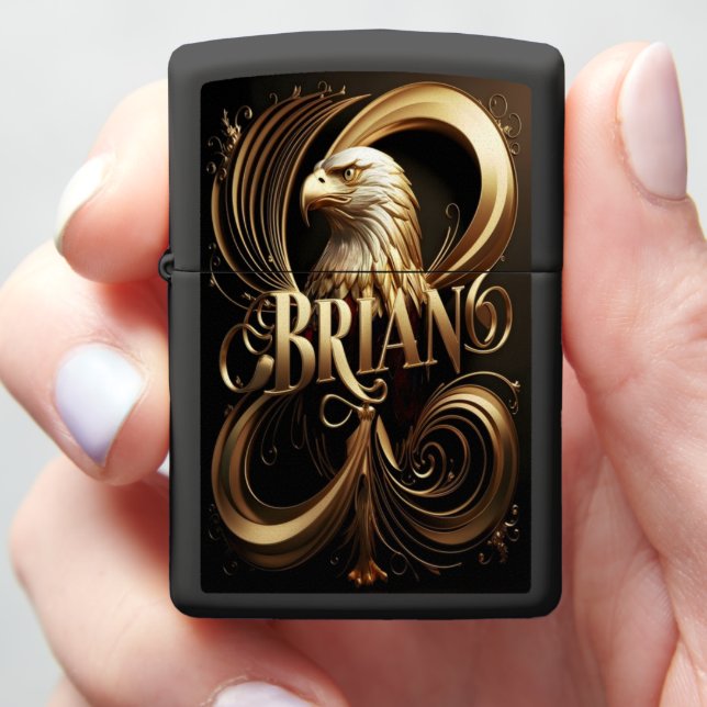 Golden Eagle And Name Zippo Lighter (In Hand)