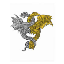 Golden eagle and silver dragon entwined