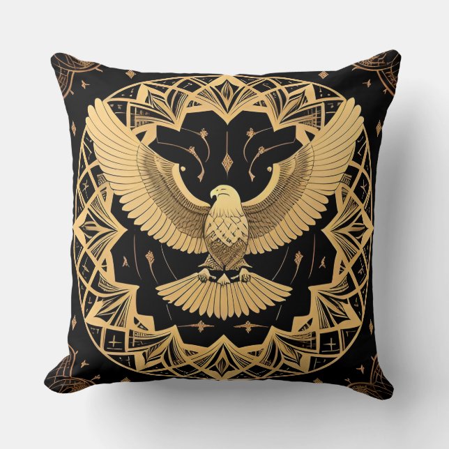 🦅 Golden Eagle Art Gift For Design Lovers 🦅 Throw Pillow (Front)