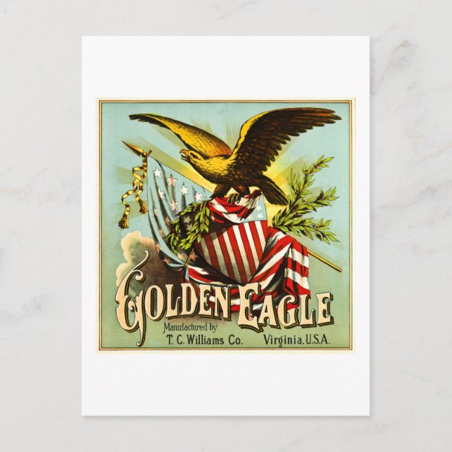 Golden Eagle Chewing Tobacco Label Vintage Postcard (Front)