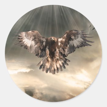Golden Eagle Classic Round Sticker by CaptainScratch at Zazzle