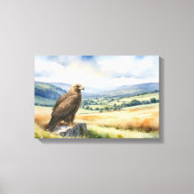 Golden Eagle Country Landscape Watercolor Style 