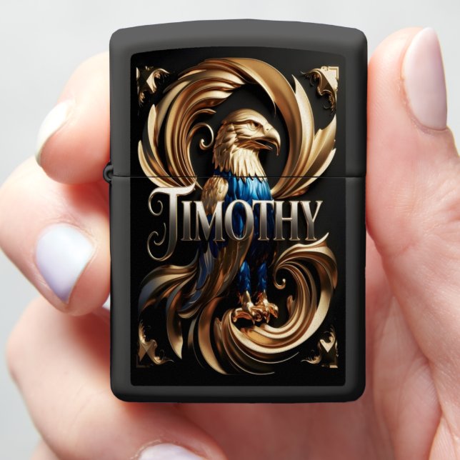 Golden Eagle Crest of Timothy Zippo Lighter (In Hand)