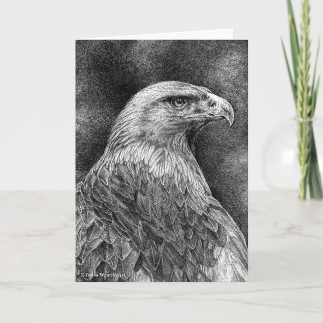 Golden Eagle Drawing Greeting Card (Front)