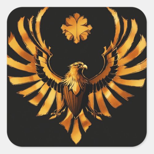 Golden Eagle Elegance Square Sticker Edition